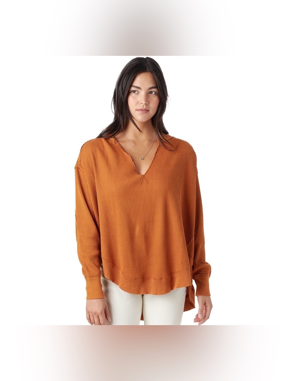 We The Free Free People Owen Thermal Knit top Autumn Wildflower size L oversized